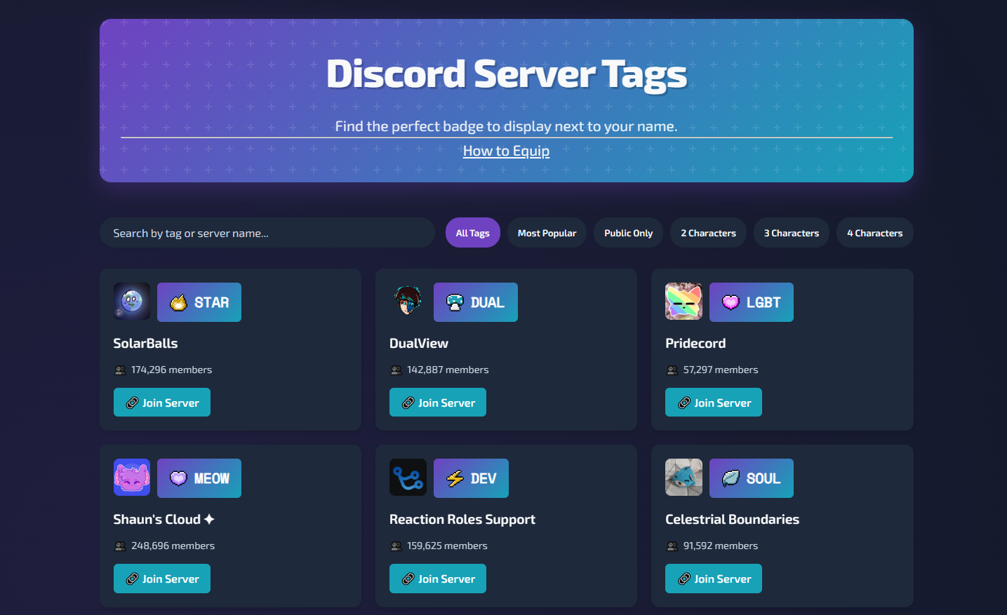 Discord server tags badges complete guild tag directory 2025